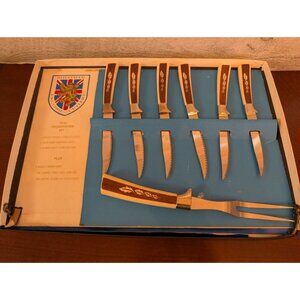 Sheffield English Cutlery 7-Piece Presentation Knife Set Wavecrest Edges